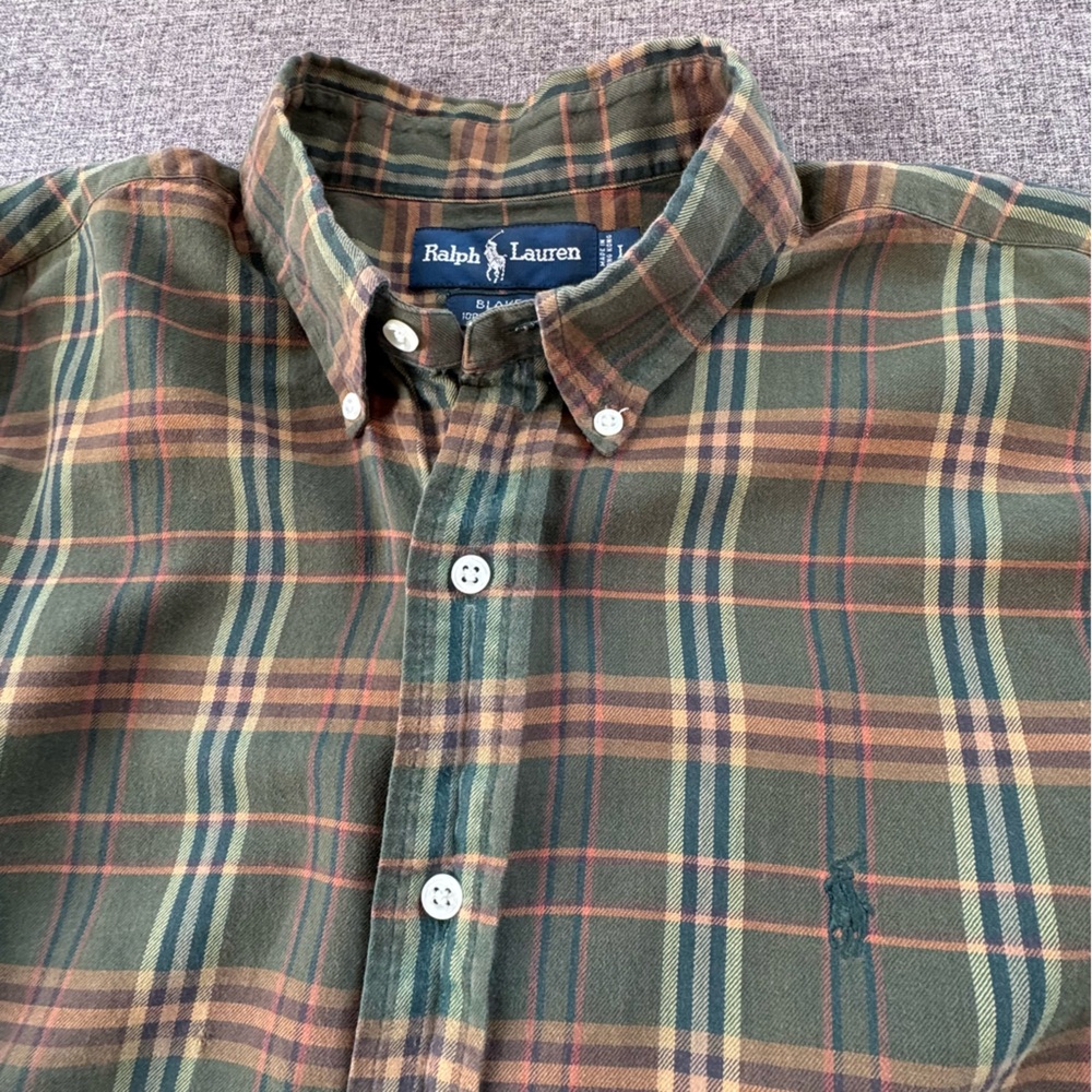 Ralph Lauren Men's Vintage Green Plaid Button Up Shirt Dress